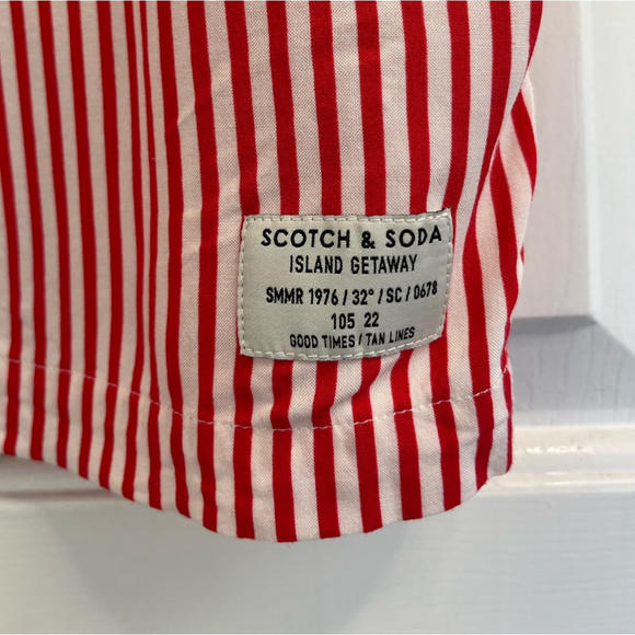 SOLD SCOTCH & SODA Striped Hawaiian Button Down Shirt Size Medium Large Unisex - Picture 4 of 13